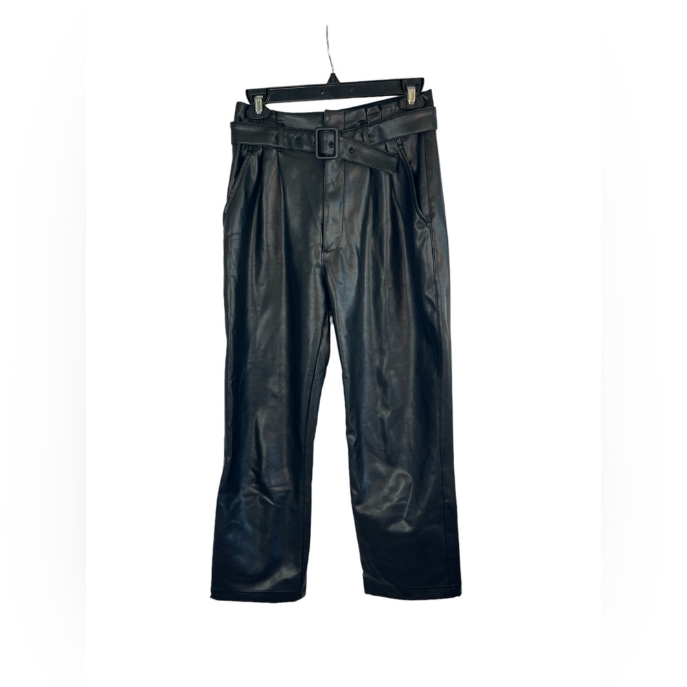 Abercrombie and fitch black vegan leather belted pants size small
